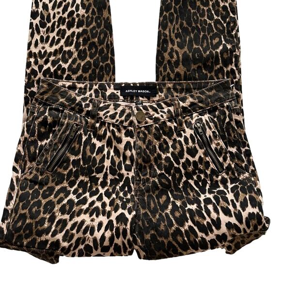 Ashley Mason Pants Leopard Cheetah Animal Print Cargo Skinny Pants Junior 7 - Picture 8 of 12